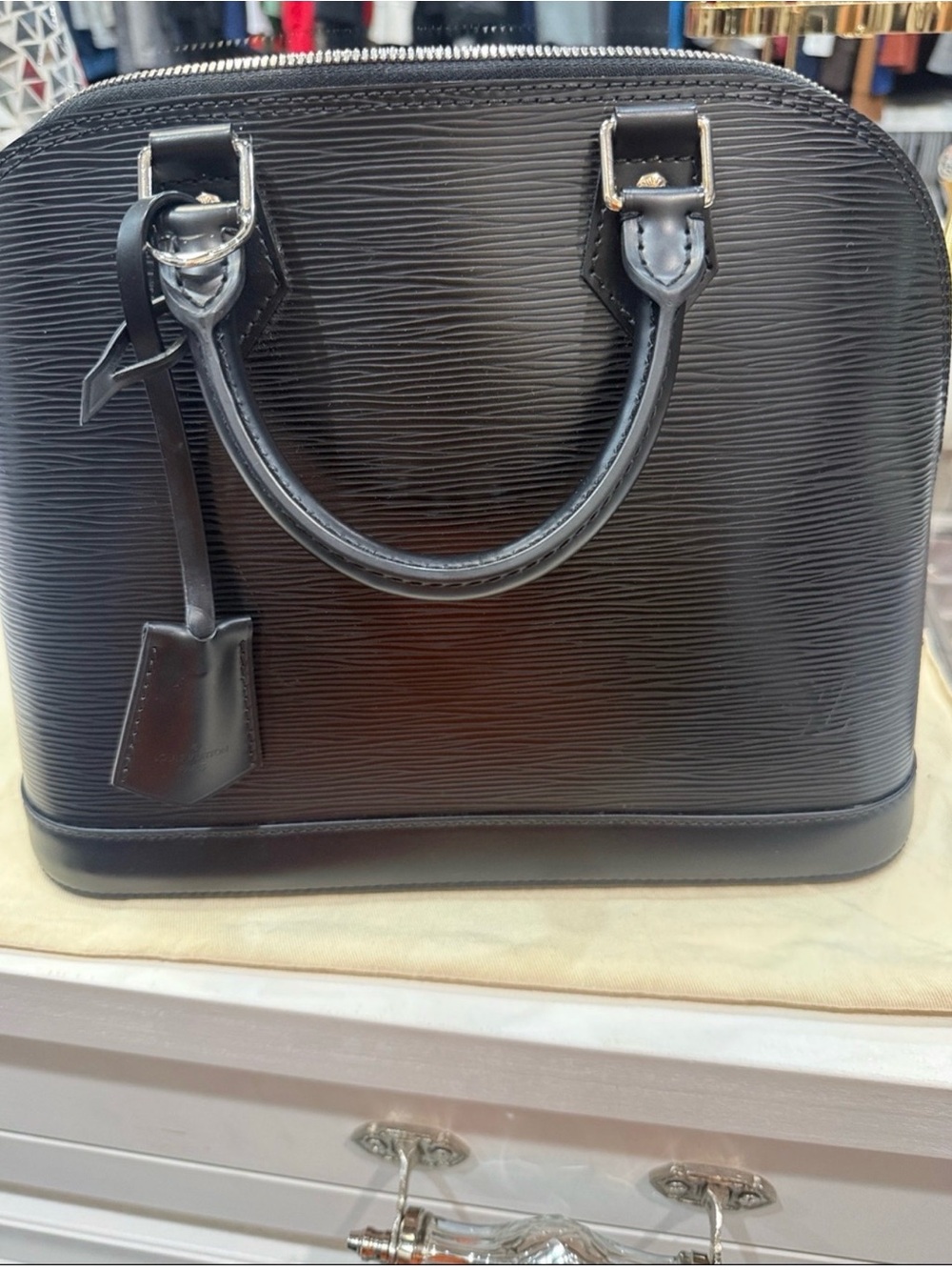 Louis Vuitton Black Epi Leather Alma Satchel